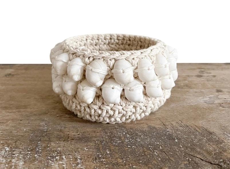 Rustic White & Wood Coastal Shell Cup 4 Rustic White & Wood Coastal Shell Cup