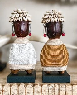 Rustic White & Wood Tribal Treasures Namji Doll - White Or Gold - X-Small