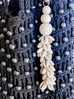 Rustic White & Wood Accessories Wanderer Beaded Bag