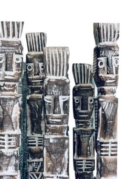 Rustic White & Wood Tribal Treasures Tribal Carved Wooden Men 7 Rustic White & Wood Tribal Treasures Tribal Carved Wooden Men