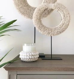 Rustic White & Wood Coastal Shell Cup 9 Rustic White & Wood Coastal Shell Cup