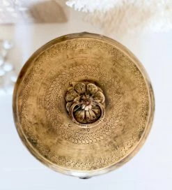 Rustic White & Wood Homewares Round Brass Trinket Box - Chest, Hand-Etched 13 Rustic White & Wood Homewares Round Brass Trinket Box - Chest, Hand-Etched