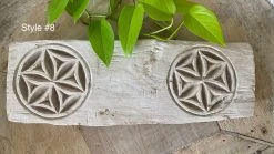 Rustic White & Wood Vintage Treasures Carved Wooden Bajot, Vintage