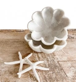 Rustic White & Wood Marble Fluted Bowl - Hand Carved Accessories 12 Rustic White & Wood Marble Fluted Bowl - Hand Carved Accessories