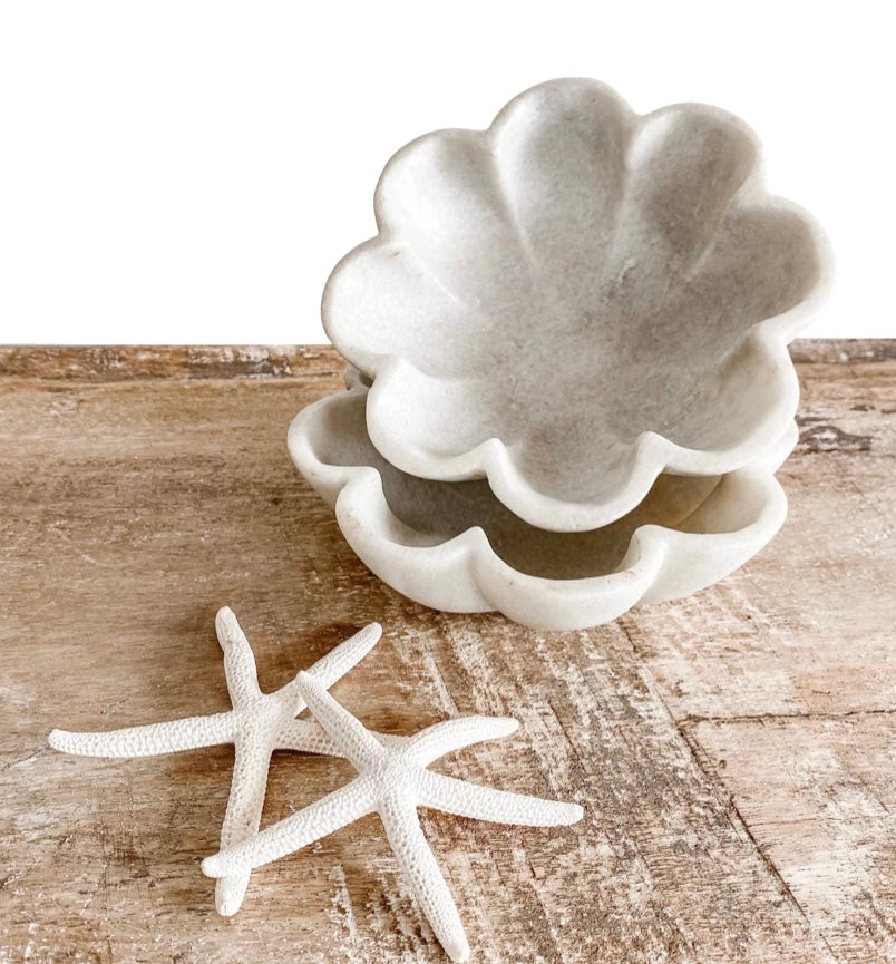 Rustic White & Wood Marble Fluted Bowl - Hand Carved Accessories 6 Rustic White & Wood Marble Fluted Bowl - Hand Carved Accessories