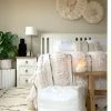 Rustic White & Wood Moroccan Decor Moroccan Pouf Ottoman - Square White