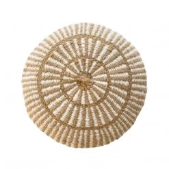 Rustic White & Wood Iana Double Weave Cushion In Natural & Natural Nut - Round