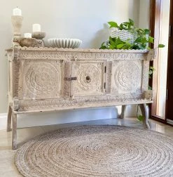 Rustic White & Wood Furniture Damchiya Console Table