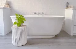 Rustic White & Wood Furniture Teak Side Table - White