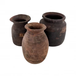 Rustic White & Wood Vintage Original Ghee Pots Vintage Treasures