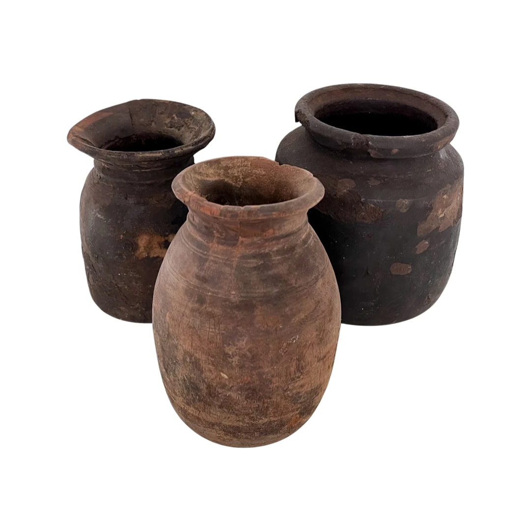 Rustic White & Wood Vintage Original Ghee Pots Vintage Treasures 4 Rustic White & Wood Vintage Original Ghee Pots Vintage Treasures