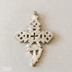 Rustic White & Wood Accessories Ethiopian Cross Pendant