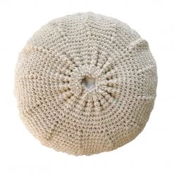 Rustic White & Wood Iana Thick Weave Cushion In Natural - Round