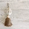 Rustic White & Wood Coral Shell Tassel Keyring 2 Rustic White & Wood Coral Shell Tassel Keyring