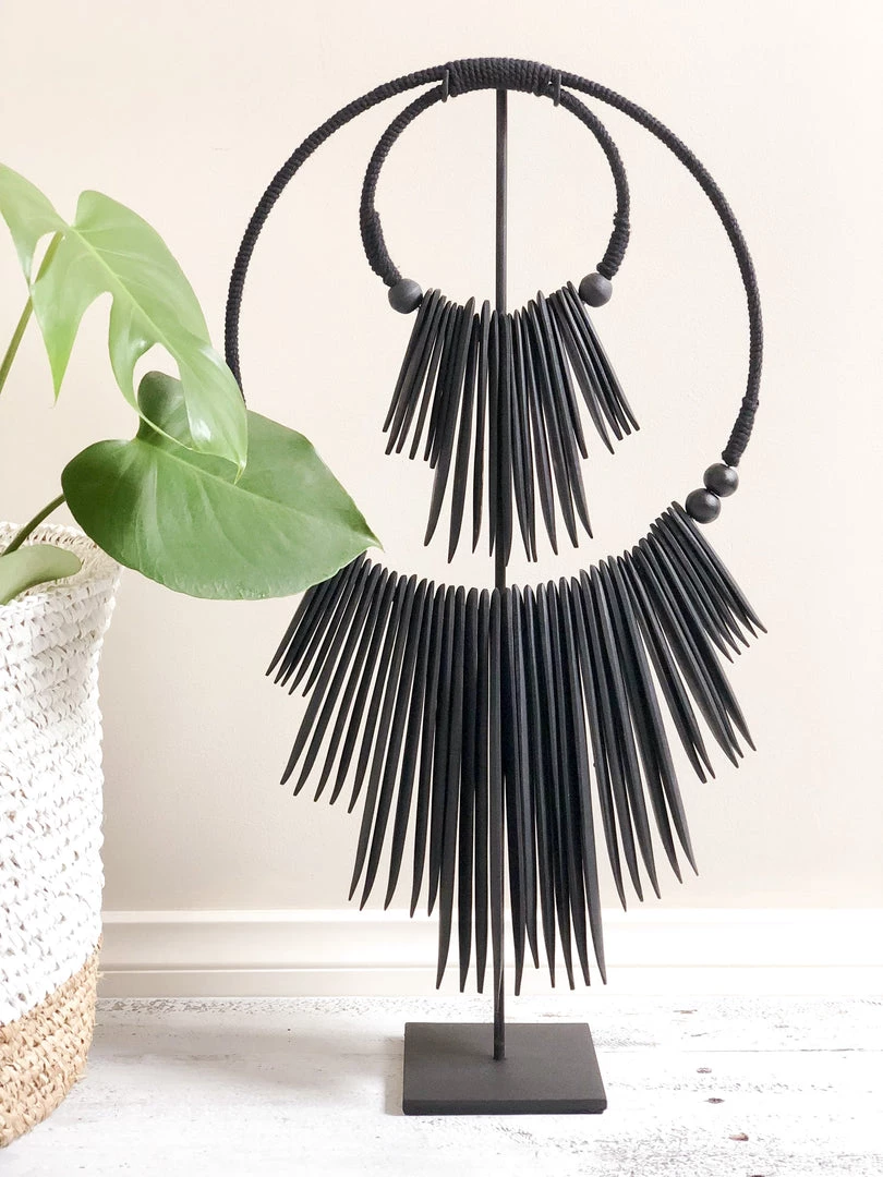 Rustic White & Wood Coastal Decor Carved Wooden Wall Hanging - Double In Black 5 Rustic White & Wood Coastal Decor Carved Wooden Wall Hanging - Double In Black