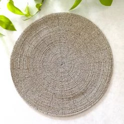 Rustic White & Wood Beaded Placemats & Coasters - Natural & White