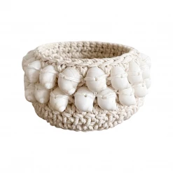 Rustic White & Wood Coastal Shell Cup