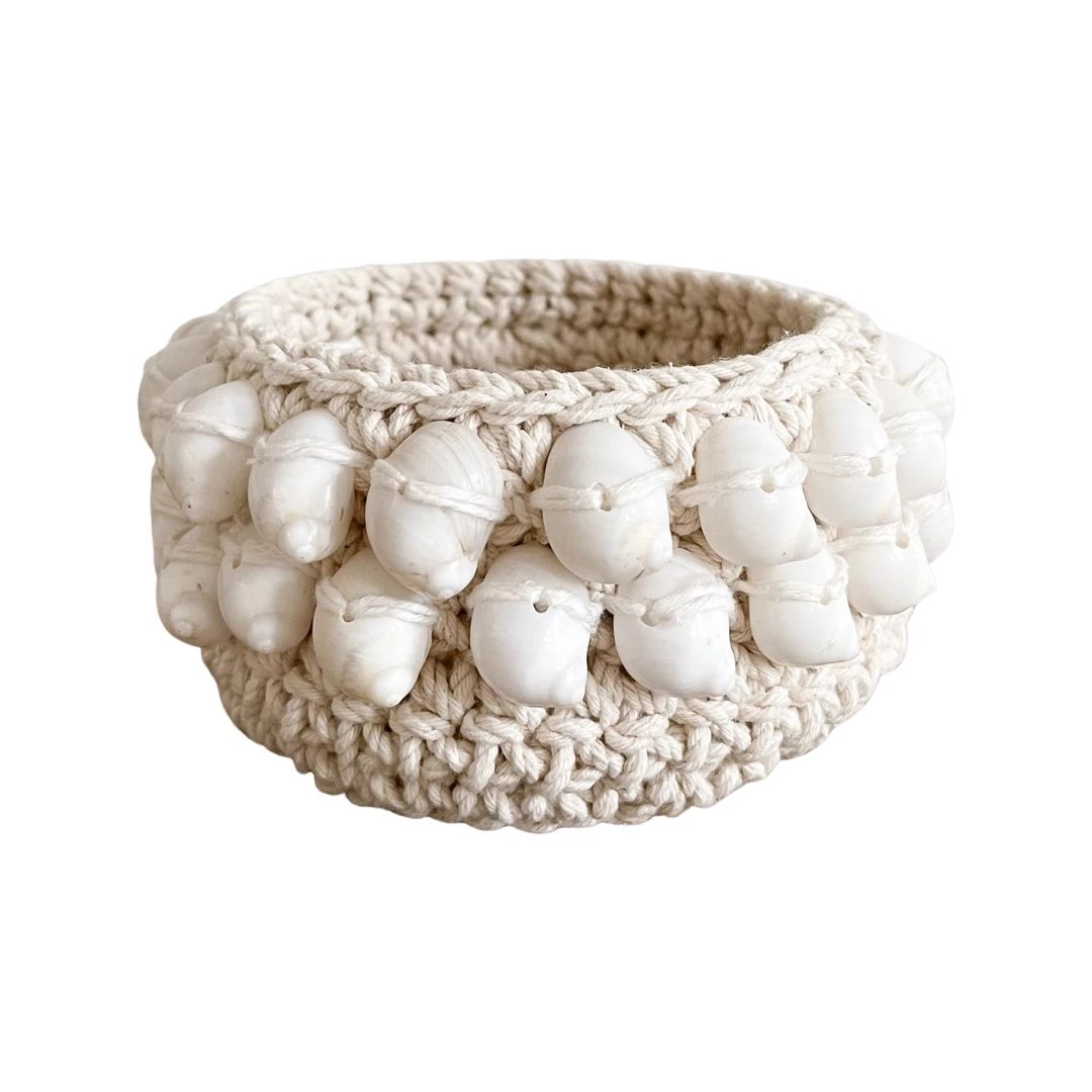 Rustic White & Wood Coastal Shell Cup 3 Rustic White & Wood Coastal Shell Cup