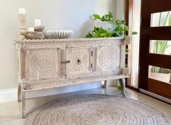 Rustic White & Wood Furniture Damchiya Console Table