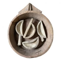 Rustic, White & Wood Vintage Indian Carved Spice Scoop