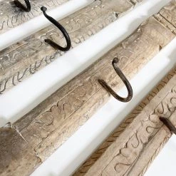 Rustic White & Wood Carved Indian Wall Hook