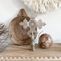 Rustic White & Wood Vintage Treasures Ethiopian Coptic Cross
