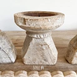 Rustic White & Wood Indian Seeder Candle Stand 21 Rustic White & Wood Indian Seeder Candle Stand
