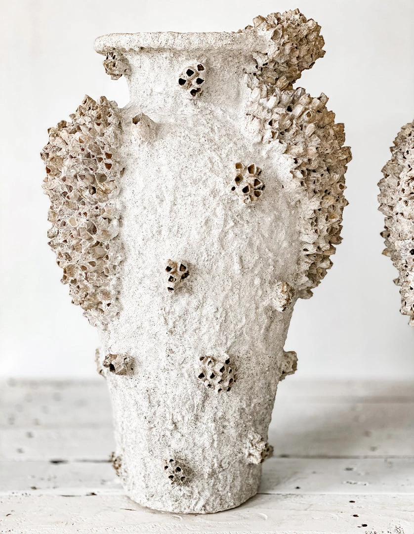 Rustic White & Wood Coastal Decor Barnacle Clustered Pots - Oversized 5 Rustic White & Wood Coastal Decor Barnacle Clustered Pots - Oversized