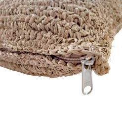 Rustic White & Wood Raffia Cushion Cover - Square Accessories