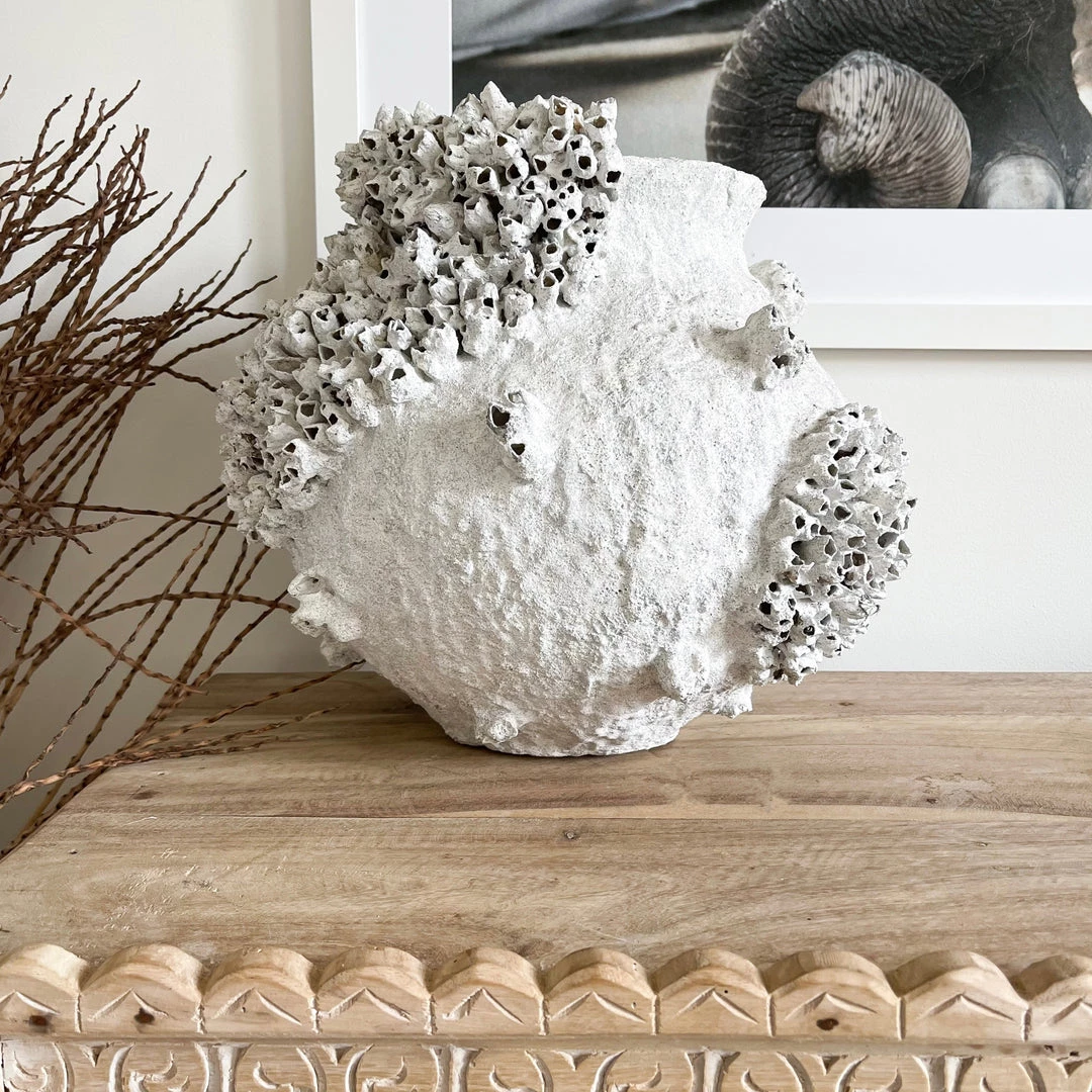 Rustic White & Wood Coastal Decor Barnacle Clustered Pots - Oversized 7 Rustic White & Wood Coastal Decor Barnacle Clustered Pots - Oversized