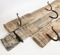 Rustic White & Wood Carved Indian Wall Hook