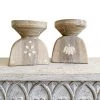 Rustic White & Wood Old Bone Inlay Candle Stands