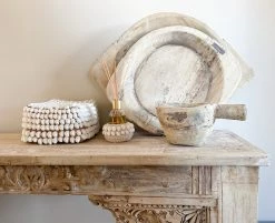 Rustic White & Wood Lily Shell Box