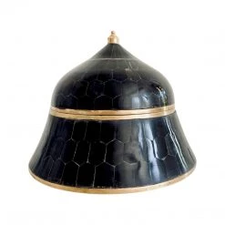 Rustic White & Wood Bone Inlay Trinket Boxes - Black Homewares