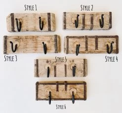 Rustic White & Wood Carved Indian Wall Hook - Mini