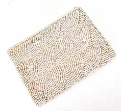 Rustic White & Wood Beaded Purse - Natural 13 Rustic White & Wood Beaded Purse - Natural