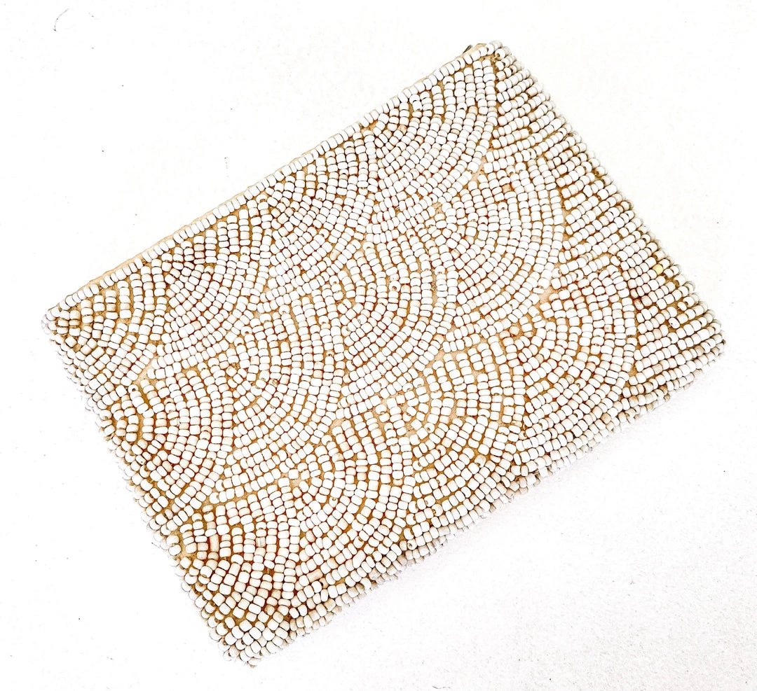Rustic White & Wood Beaded Purse - Natural 8 Rustic White & Wood Beaded Purse - Natural
