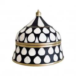 Rustic White & Wood Bone Inlay Trinket Boxes - Black & White Homewares