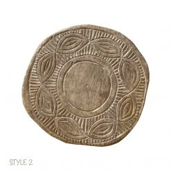 Rustic White & Wood Bleached Wooden Chapati Plate, Old Indian Vintage Treasures