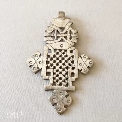 Rustic White & Wood Accessories Ethiopian Cross Pendant