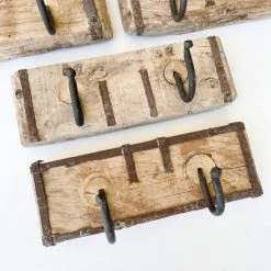 Rustic White & Wood Carved Indian Wall Hook - Mini