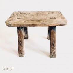 Rustic White & Wood Vintage Treasures Elm Wood Workers Stool - Mini 28 Rustic White & Wood Vintage Treasures Elm Wood Workers Stool - Mini