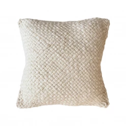 Rustic White & Wood Iana Thick Weave Cushion In Natural - Square