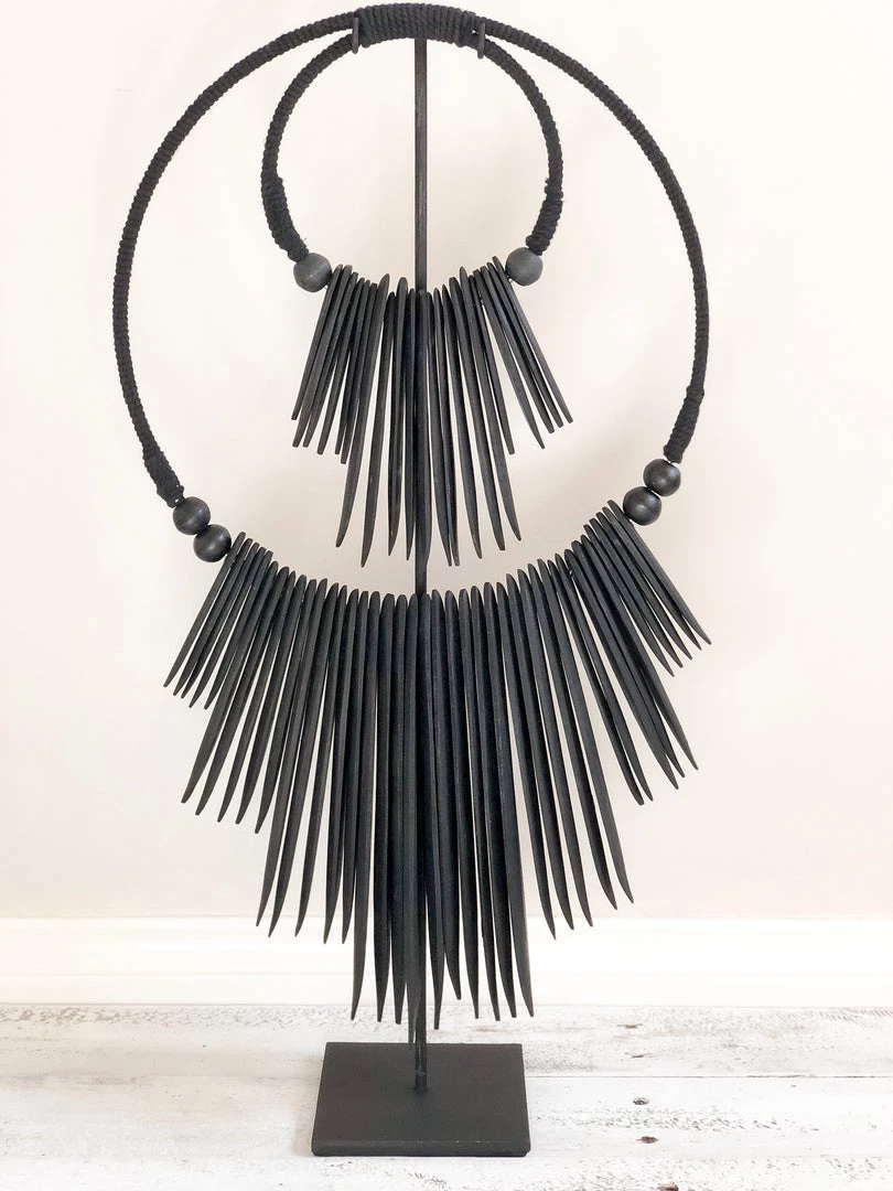 Rustic White & Wood Coastal Decor Carved Wooden Wall Hanging - Double In Black 4 Rustic White & Wood Coastal Decor Carved Wooden Wall Hanging - Double In Black