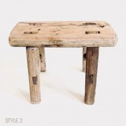 Rustic White & Wood Vintage Treasures Elm Wood Workers Stool - Mini 23 Rustic White & Wood Vintage Treasures Elm Wood Workers Stool - Mini
