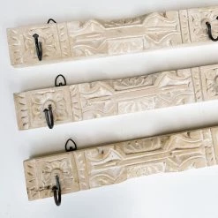 Rustic White & Wood Carved Indian Wall Hook