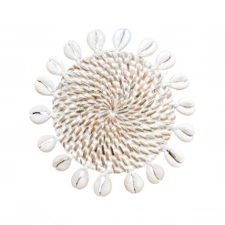 Rustic White & Wood Accessories Cowrie Shell Coasters & Placemats