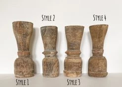 Rustic White & Wood Old Indian Leg Candle Holder - Medium Vintage Treasures