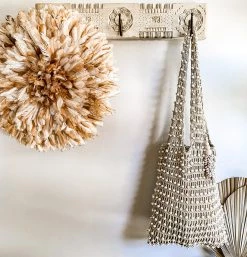 Rustic White & Wood Accessories Wanderer Beaded Bag