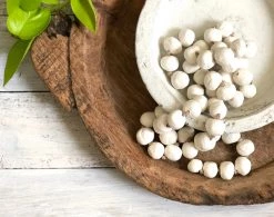 Rustic White & Wood Accessories Beaded Clay Garland